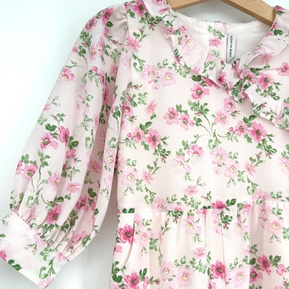 Janie and Jack Pink Floral Ruffle Chiffon Romper 18-24 Months Easter‎